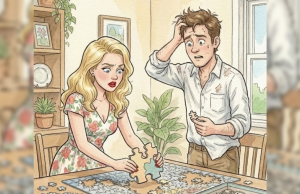A Blonde Attempts A Jigsaw Puzzle